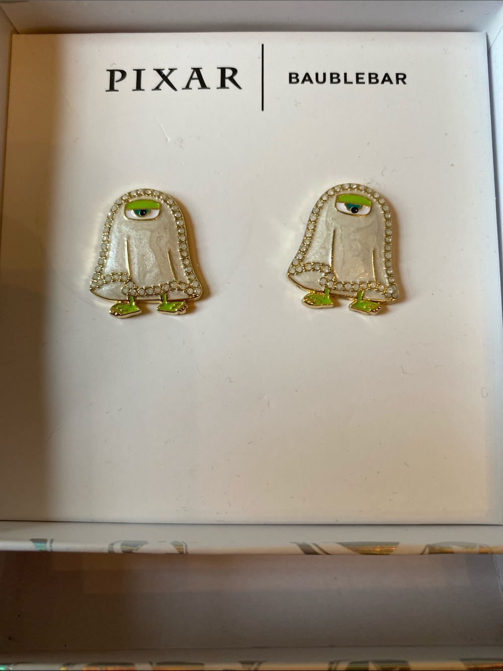 PIXAR x BaubleBar One-Eyed Ghost Stud Earrings - White & Lime